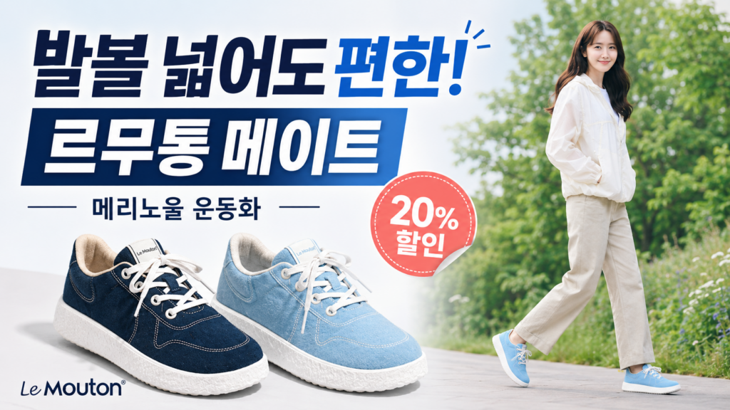 쿠팡추천 르무통 메이트 발편한 운동화, 발볼 넓어도 편한 메리노울 신발 20% 할인 제품 이미지